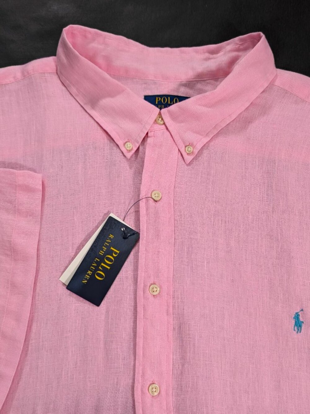 $138 Polo Ralph Lauren Classic Fit Linen Button Short Sleeve Pink Men Size 4XLT